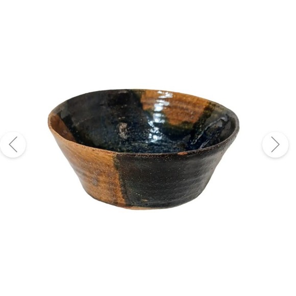 Pottery Bowl Neutral Earthy Browns Half Half Dip Glazed Signed Artisan Vintage - Picture 3 of 12
